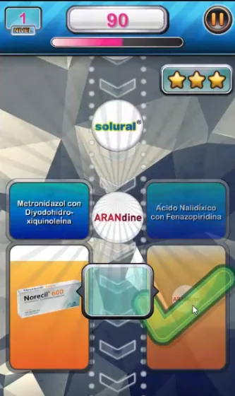 Minijuego de relacionar sustancia activa con nombre comercial