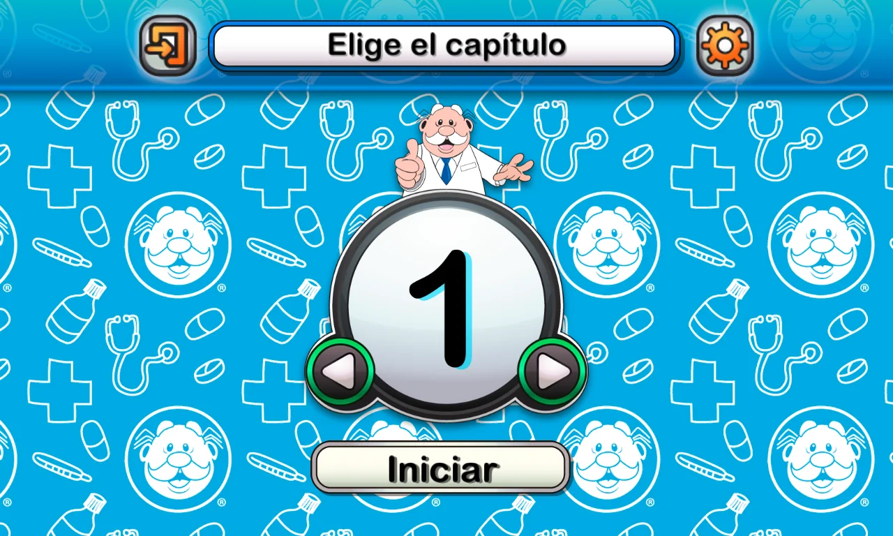 Pantalla de selección de capítulo con el Dr. Simi