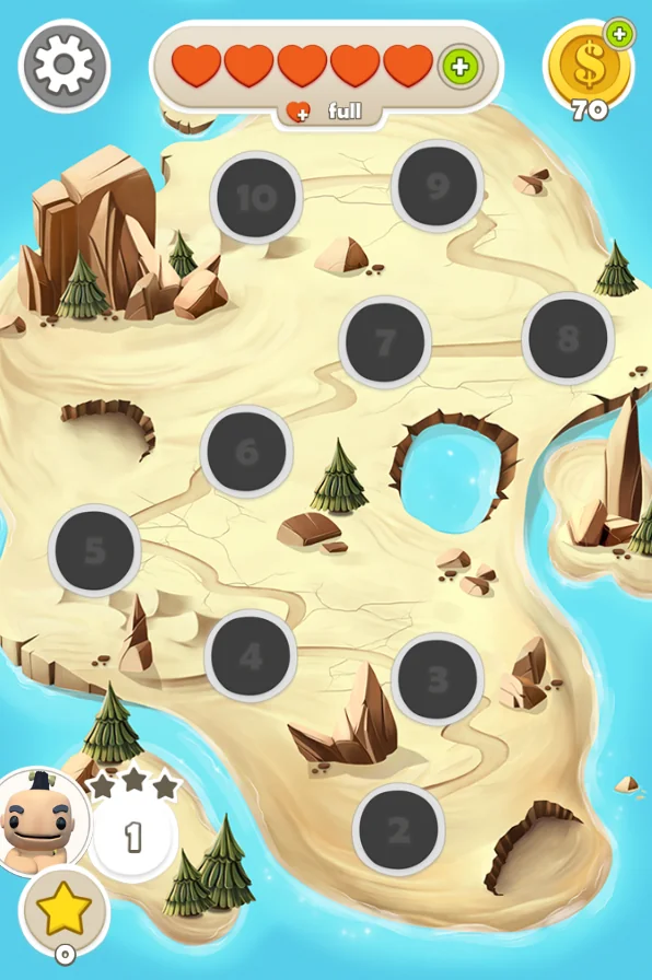 Mapa de niveles de uno de los mundos de Race my Dino