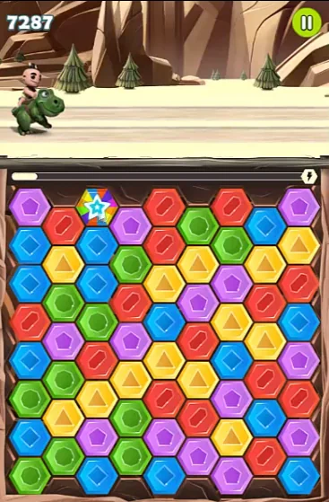 Dinosaurio tomando una gran ventaja en la carrera gracias a un power-up